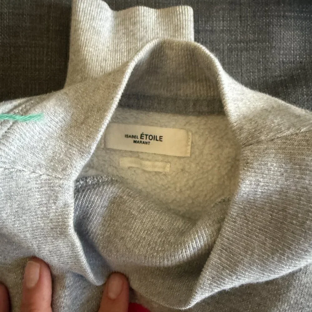 Etoile Isabel Marant Graphic Print Mock Neck Sweater Grey & Pink - Picture 5 of 6